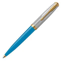PARKER 51 Premium Medium Ballpoint Pen Turquoise Gold Trim Black Ink