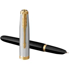 PARKER 51 Premium Medium Fountain Pen Black Gold Trim
