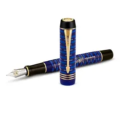 PARKER Duofold 100th Limited Edition Medium Fountain Pen Blue Gold Trim
