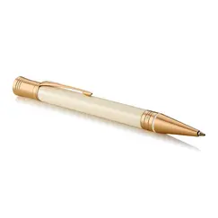 PARKER Duofold Medium Ballpoint Pen Classic Ivory Gold Trim Black Ink