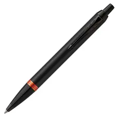 PARKER IM Ballpoint Pen Black with Vibrant Flame Orange Ring Black Trim