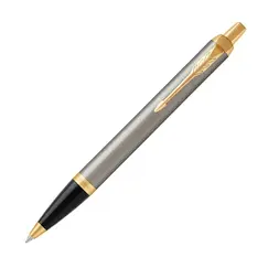 PARKER IM Brushed Metal Gold Trim Medium Ballpoint Pen Blue Ink