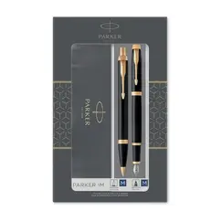 PARKER IM Duo Ballpoint Pen and Fountain Pen Gloss Black Gold Trim (2 pcs/set)
