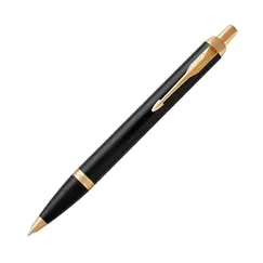 PARKER IM Medium Ballpoint Pen Black Lacquer Gold Trim Blue Ink