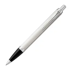 PARKER IM Medium Ballpoint Pen White Chrome Trim Blue Ink