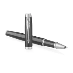 PARKER IM Medium Rollerball Pen Black Chrome Trim Blue Ink
