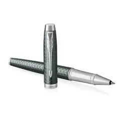 PARKER IM Premium Fine Rollerball Pen Dark Green Chrome Trim Black Ink