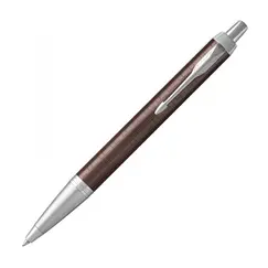 PARKER IM Premium Medium Ballpoint Pen Brown Chrome Trim Blue Ink