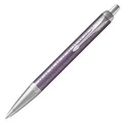 PARKER IM Premium Medium Ballpoint Pen Dark Violet Chrome Trim Blue Ink