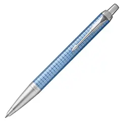 PARKER IM Premium Medium Ballpoint Pen Pale Blue Chrome Trim Blue Ink
