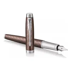 PARKER IM Premium Medium Fountain Pen Brown Chrome Trim