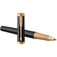PARKER Ingenuity Fine Rollerball Pen Black Gold Trim Black Ink