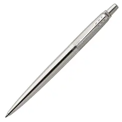 PARKER Jotter Premium Medium Ballpoint Pen Stainless Steel Diagonal Chrome Trim Blue Ink