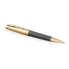 PARKER Premier Medium Ballpoint Pen Custom Storm Grey Gold Trim Black Ink