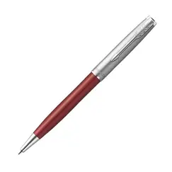 PARKER Sonnet Essential Medium Ballpoint Pen Metal and Red Lacquer Palladium Trim