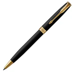 PARKER Sonnet Medium Ballpoint Pen Matte Black Gold Trim Black Ink