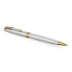 PARKER Sonnet Medium Ballpoint Pen Stainless Steel Gold Trim Black Ink