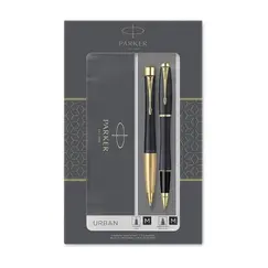 PARKER Urban Duo Ballpoint Pen and Rollerball Pen Muted Black Gold Trim (2 pcs/set)