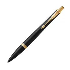 PARKER Urban Medium Ballpoint Pen Muted Black Gold Trim Blue Ink