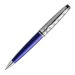 WATERMAN Expert Deluxe Ballpoint Pen Blue Chrome Trim