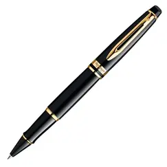 WATERMAN Expert Rollerball Pen Black Gold Trim