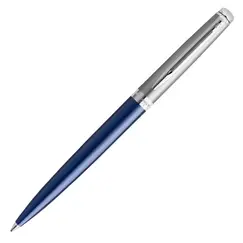 WATERMAN Hemisphere Essential Ballpoint Pen Matte Stainless Steel and Blue Barrel Chrome Trim
