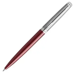 WATERMAN Hemisphere Essential Ballpoint Pen Matte Stainless Steel and Red Barrel Chrome Trim