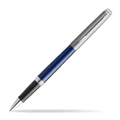 WATERMAN Hemisphere Essential Rollerball Pen Matte Stainless Steel and Blue Barrel Chrome Trim