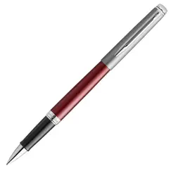 WATERMAN Hemisphere Essential Rollerball Pen Matte Stainless Steel and Red Barrel Chrome Trim