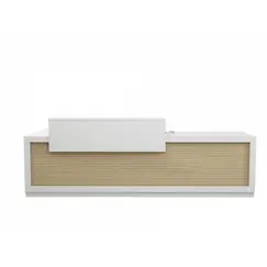 Worthy Reception Desk - White & Light Wood, 200x70x100 cm