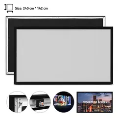 ام جي شاشة بروجكتور للعرض السينمائي رمادي بإطار أسود 240x142 سم (إطار 8 سم)