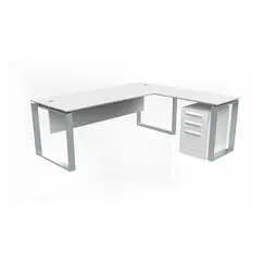 Desk White with Mobile Pedestal - 200cm