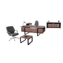 Office Set Lara  - Desk 220 cm - Brown & Black 4 Pieces (TLLL-DS018)