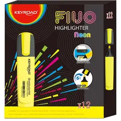 Highlighter Marker, KEYROAD, 1 - 5 mm, Chisel Tip, Yellow Box