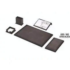 ادوات تنظيم المكتب، قلوباس، طقم مكتب جلد 902، 5 قطع، جلد، اسود