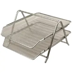 Desk Organizer, SIMBA, Desk Office Tray , 2 tries, Steel, Silver