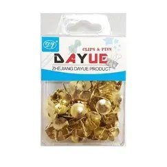 مشابك، دبابيس تثبيت الورق، معدن، ذهبي، 70 حبة/ علبة