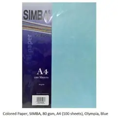 ورق ملون، سيمبا، 80 جم، أ4 (100 ورقة)، اولمبيا، ازرق