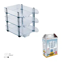 Desk Organizer, ARK, Desk Tray Stable 2093, 3 Tiers, Plastic, Clear