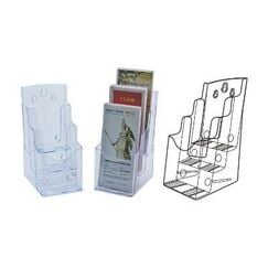 Desk Organizer, KEJEA, Countertop Display Rack K-180, 3 Pocket, Plastic, Clear