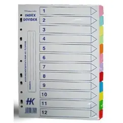 SIMBA A4 Color Index Divider - PVC Material, 12 Assorted Colors