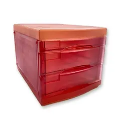 ادوات تنظيم التخزين، 3 ادراج مكتب بلاستيك شفاف، وردي