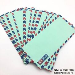 Envelope, Airplane, Green Airmail Envelopes, 80 GSM, 9" x 6" (225 X 115 mm), 20 Pack/Box
