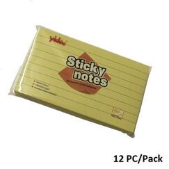 Memo Paper, YIDOO, Lined Sticky Note, (75x125mm), 100 Sheets/pads, Yellow, 12 PC/Pack