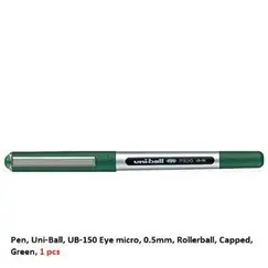 قلم، يوني-بول، UB-150 اي ميكرو، 0.5مم، رولربول، بغطاء، اخضر، 1 حبة
