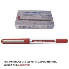 Pen, Uni-Ball, UB-150 Eye micro, 0.5mm, Rollerball, Capped, Red, 12 PC/Pack
