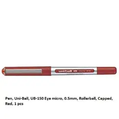 قلم، يوني-بول، UB-150 اي ميكرو، 0.5مم، رولربول، بغطاء، احمر، 1 حبة