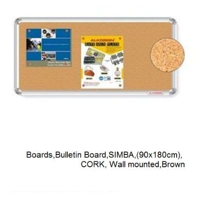 SIMBA Cork Bulletin Board (90x180cm) - Wall Mounted, Brown