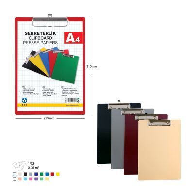 Clipboard, Presse-Papiers, A4, Assorted Color, 12 PC/Pack
