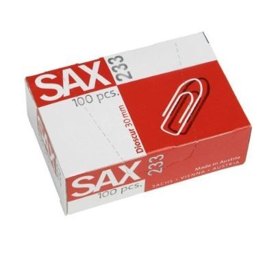 Clips, SAX, Paper Clip 233, 30 mm, Nickel Plated, 100 PC/Pack